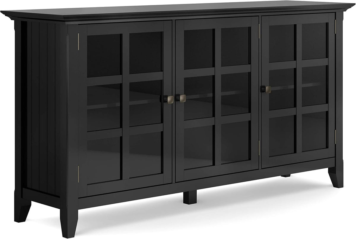 62 inch Wide Rustic Storage Cabinet with 3 Tempered Glass Doors L47294