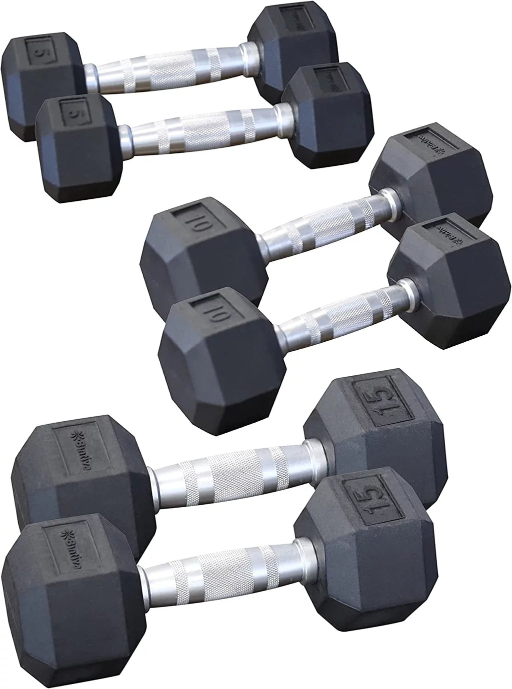 Rubber Coated Hexagon Dumbbells Pairs H100789