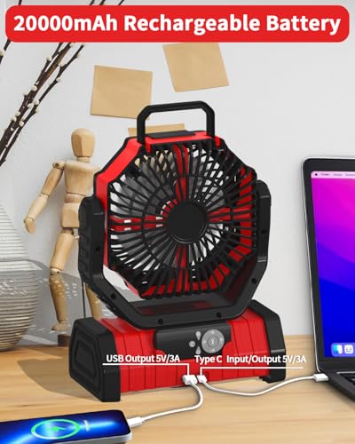Battery Operated Portable Oscillating Fan with LED Lantern Light 20000mAh Rechargeable X9913
