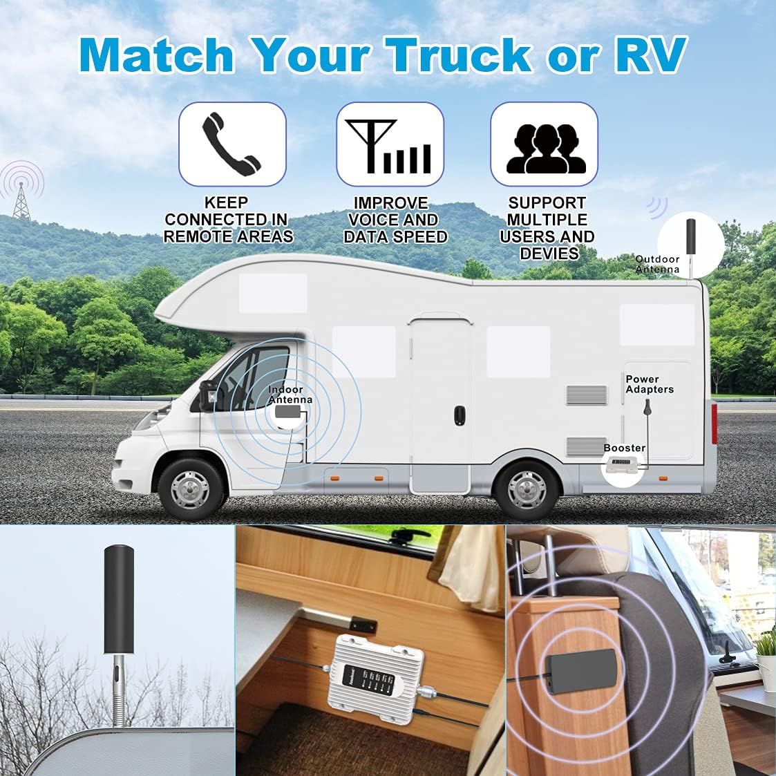 Cell Phone Signal Booster Kit for RV or Truck U53836