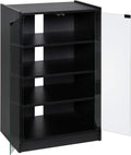 Black 5-Tier Media Stand Cabinet with Tempered Glass Doors A38033