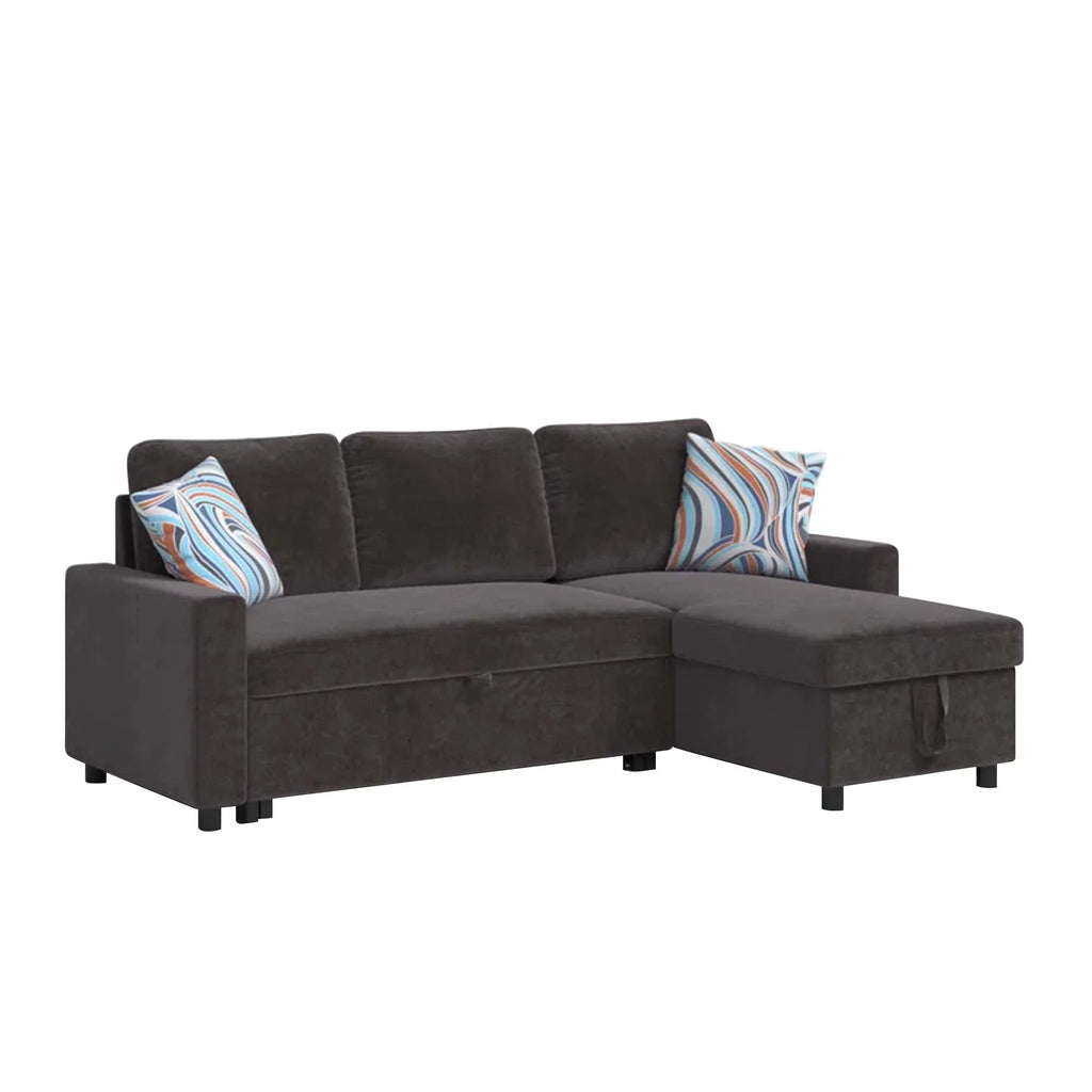 Dark Brown 2 in 1 Sofa Sleeper with Storage Chaise E722862