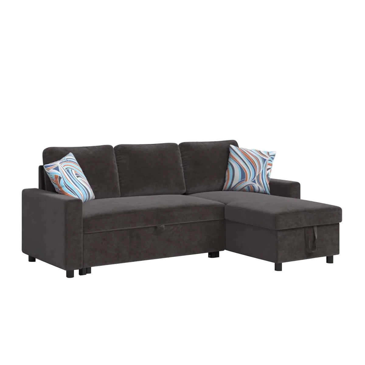 Dark Brown 2 in 1 Sofa Sleeper with Storage Chaise E722862