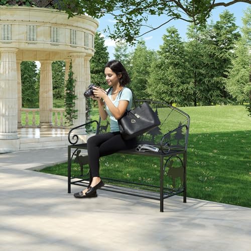 Outdoor Bench with Backrest and Armrests T1533