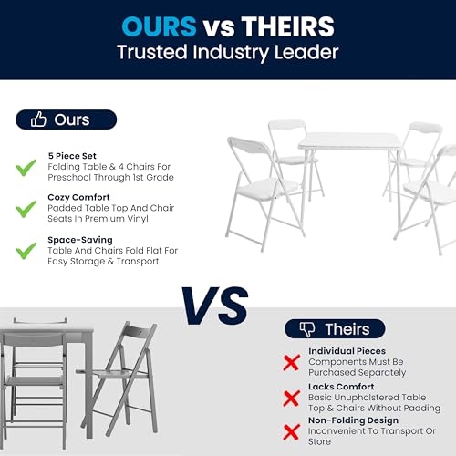 Kids 3-Piece Folding Square Table and Chairs Set B453827