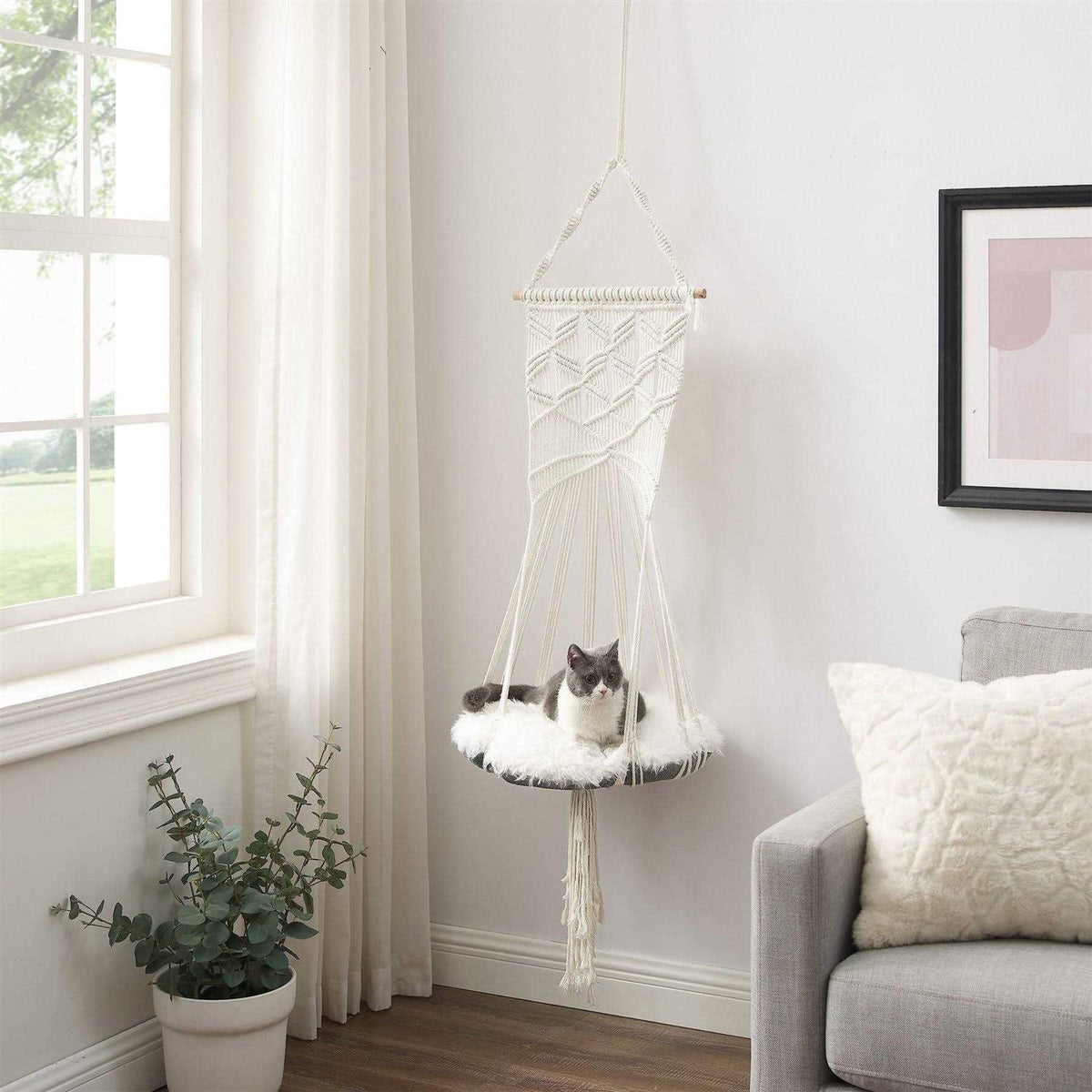White Macrame Cat Tree T32000