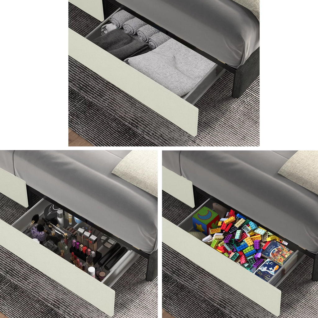Queen Size Velvet Upholstered Platform Bed with Headboard and 4 Drawers S6838