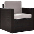 Outdoor Wicker Arm Chair with Grey Cushions O8281