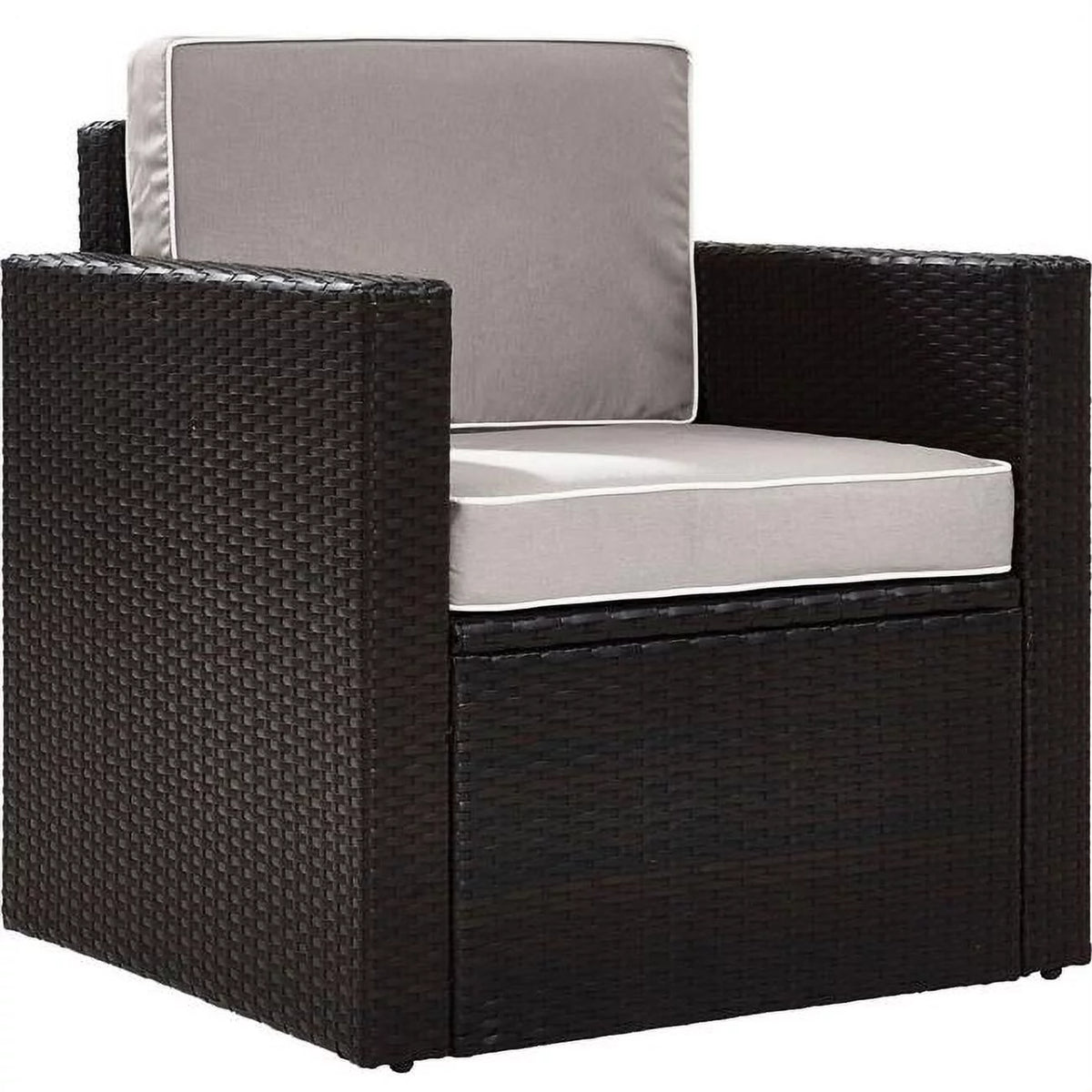 Outdoor Wicker Arm Chair with Grey Cushions O8281
