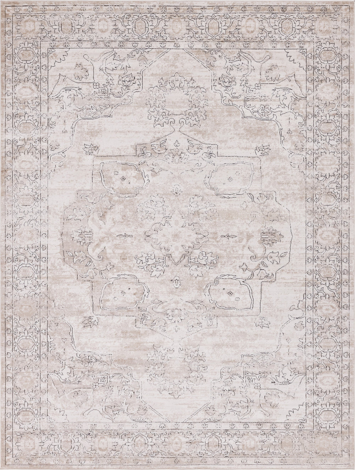 9' x 12' Ivory Low-Pile Rug C705