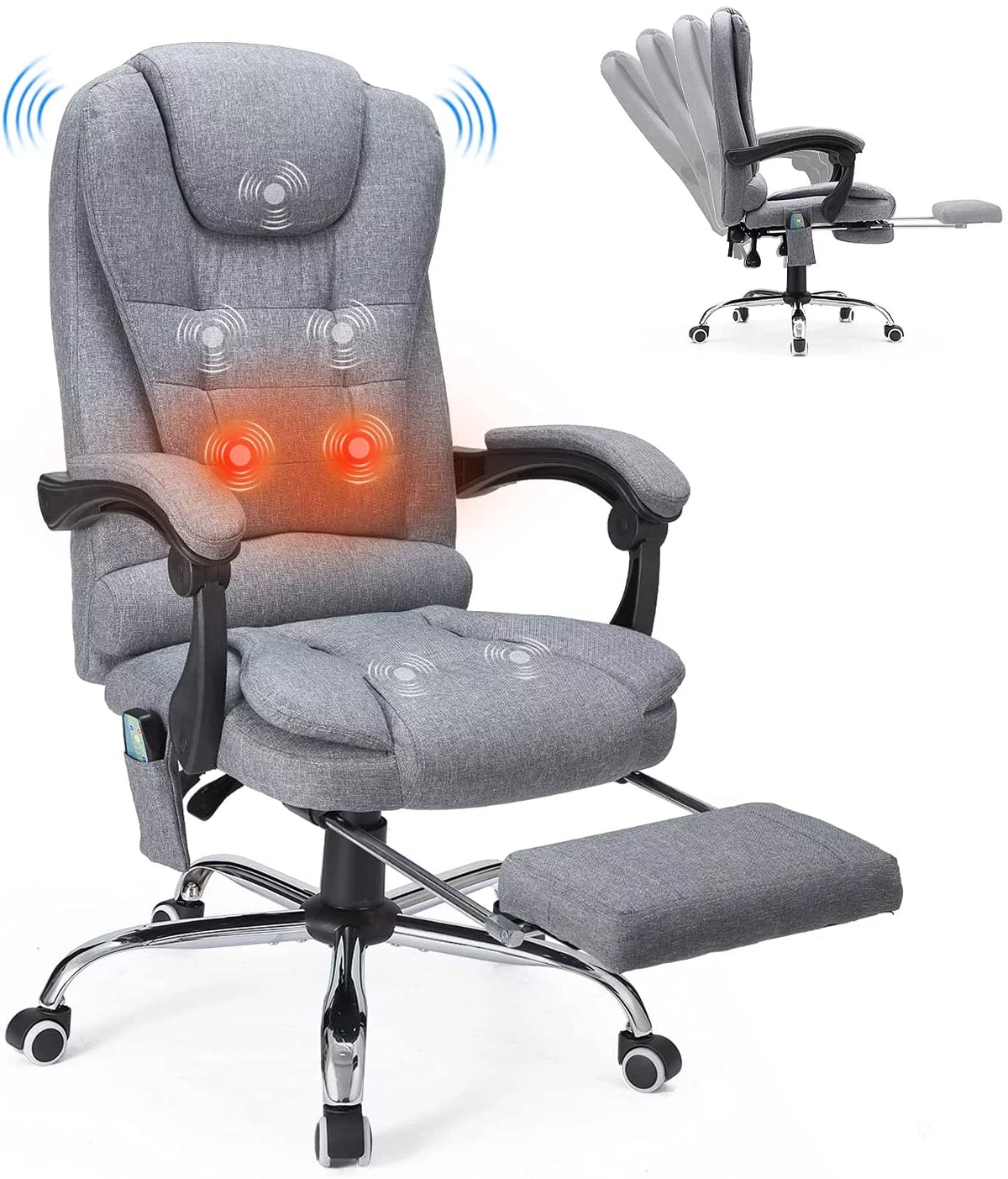 Grey Ergonomic Reclining Office Chair M4538
