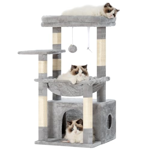 Light Gray Cat Tree with Cat Basket and Scratching Posts R76596