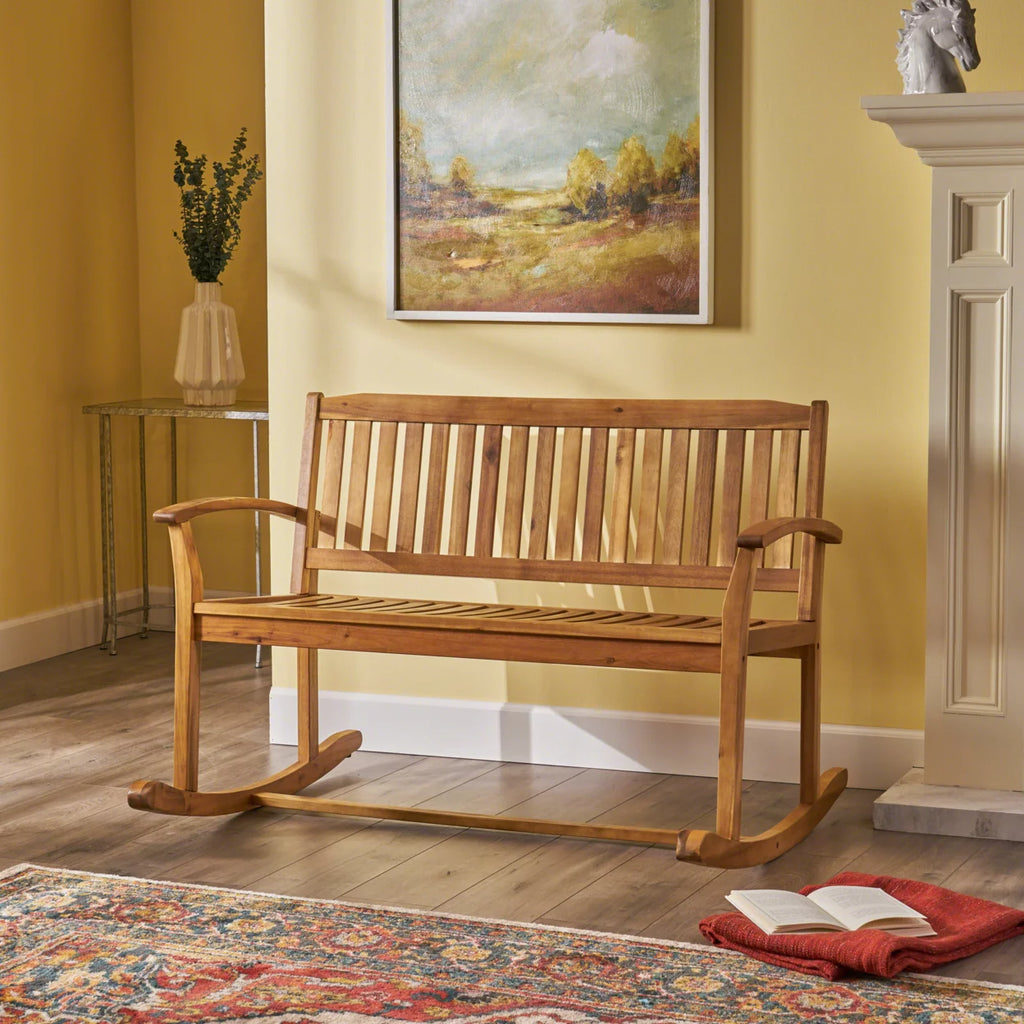Acacia Wood Rocking Loveseat F706888