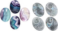 Pack of 2 Fluorite & Labradorite Crystals Oval Shaped Thumb Worry Stones Set of 4 O2194