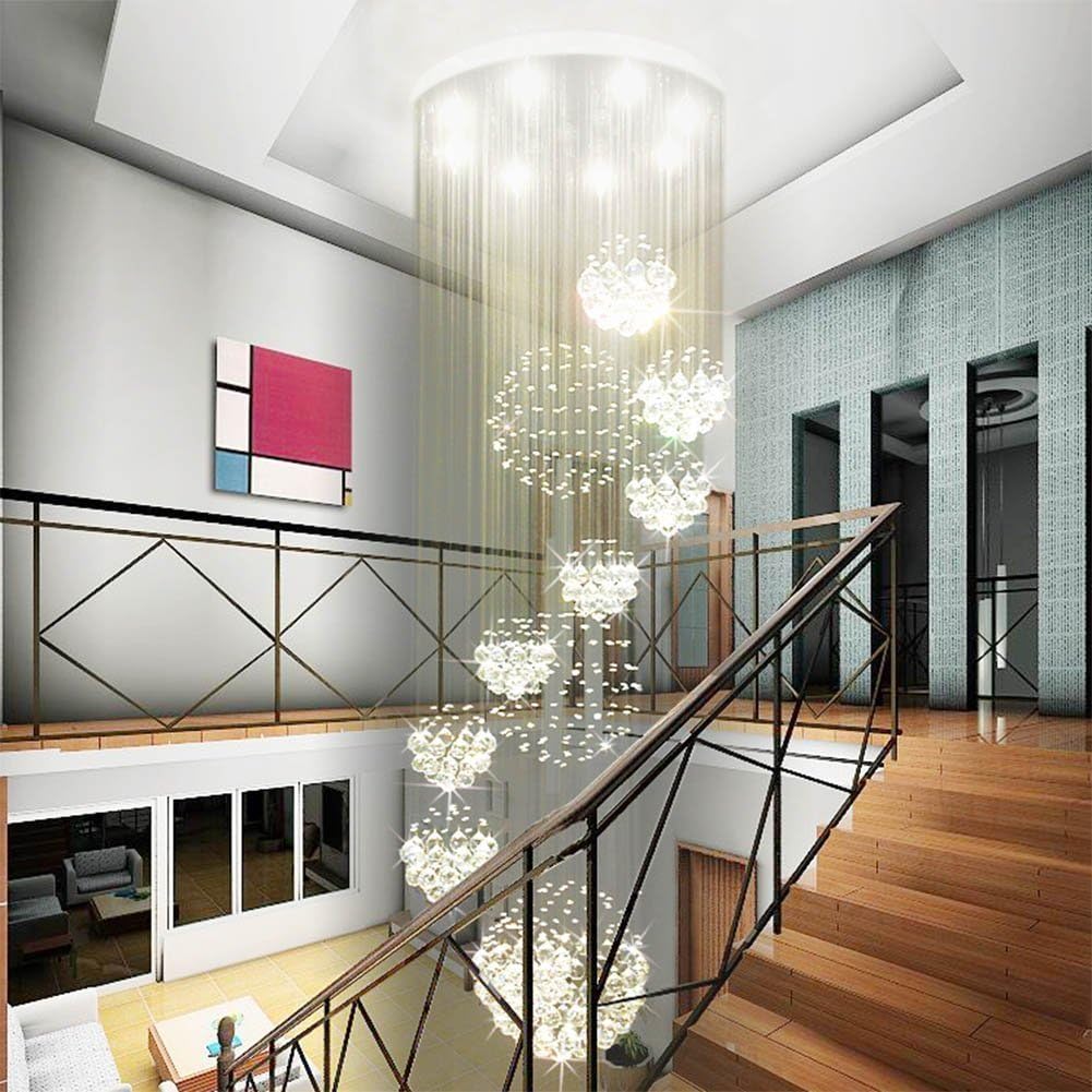 Modern Spiral Crystal Chandelier Large Flush Mount Ceiling Light Fixture A9515