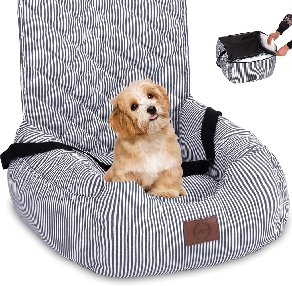 Washable Dog Car Seat with Storage Pockets and Safety Leash Q34520