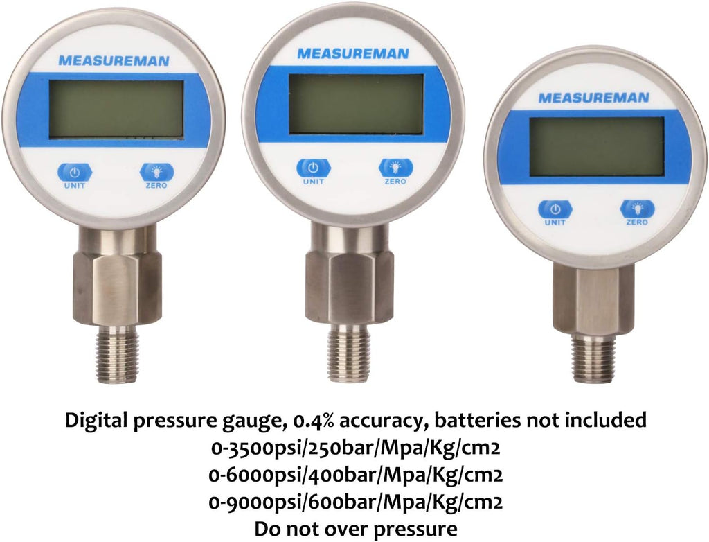 Excavator Hydraulic Digital Pressure Test Coupling Kit, 6 Couplings, 3 Gauges, 2 Hoses K112329