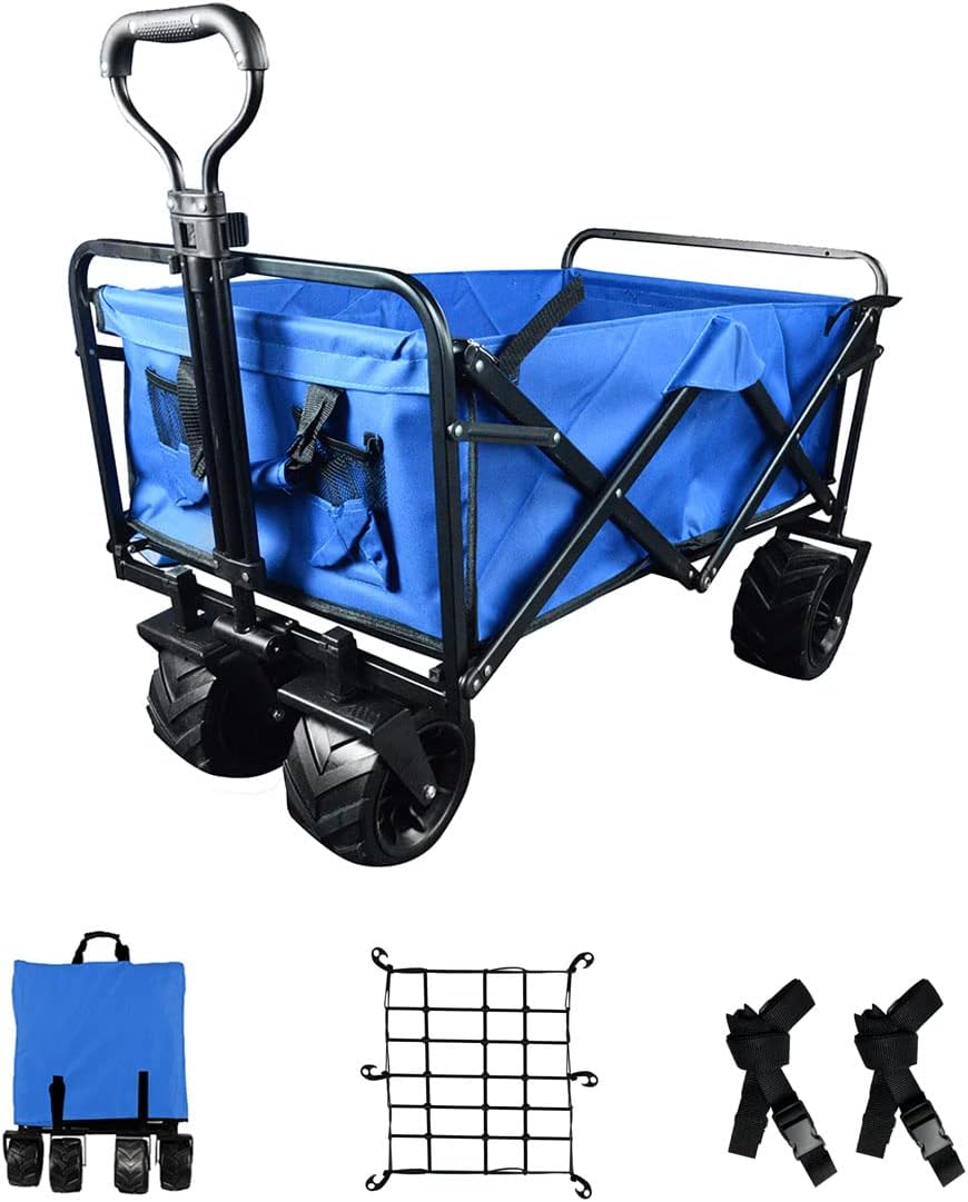 Collapsible Heavy Duty Beach Wagon Cart with Universal Wheels Adjustable Handle S6611