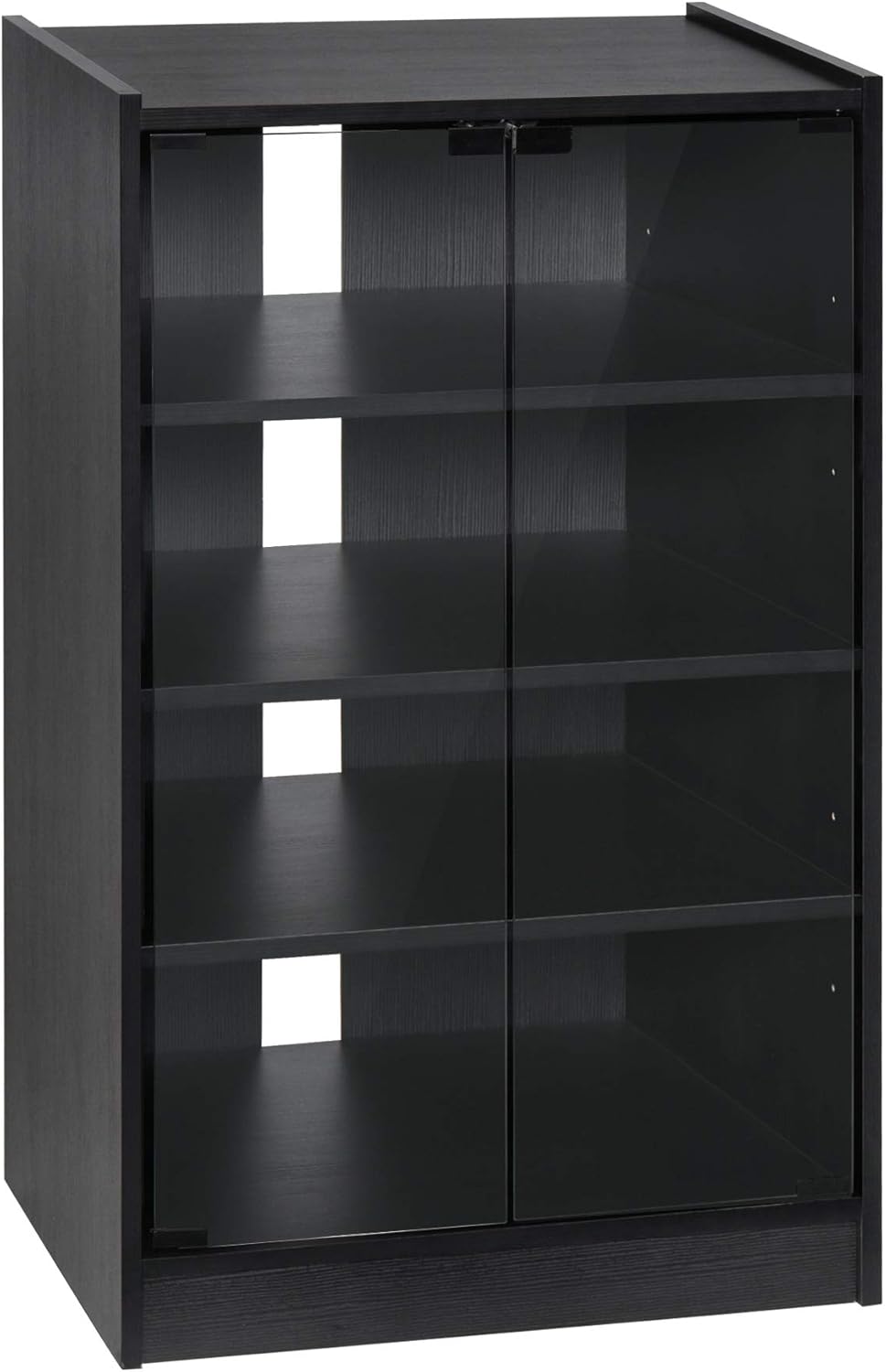 Black 5-Tier Media Stand Cabinet with Tempered Glass Doors A38033