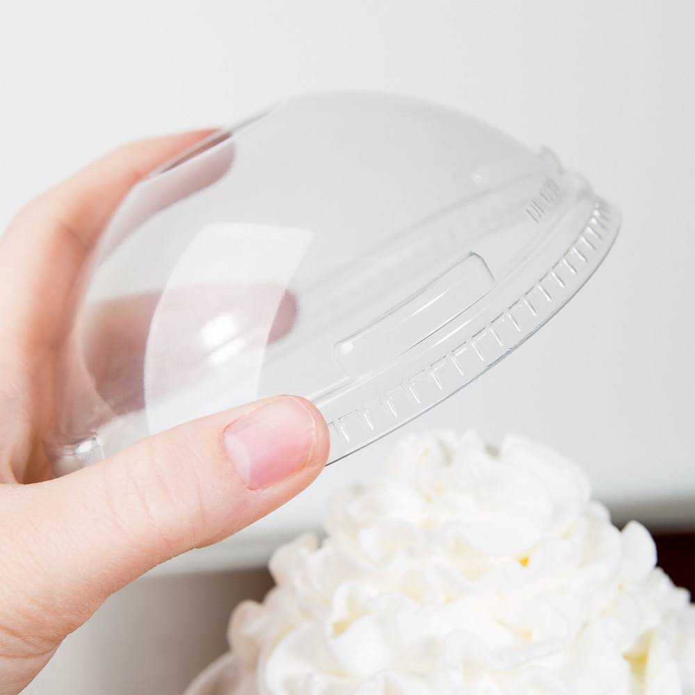 32 oz Clear Plastic Dome Lid with Hole H429388