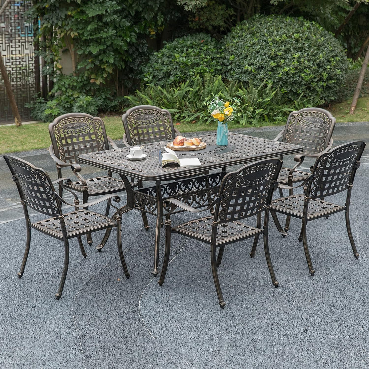 Bronze Cast Aluminum Dining Set 2 Chairs U783248