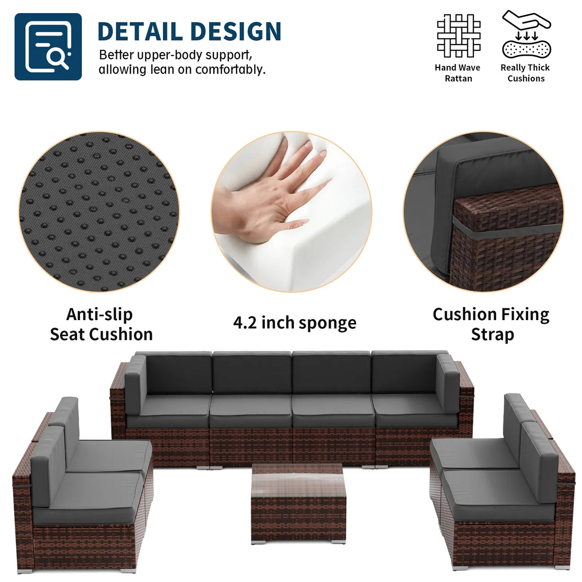 Modular Rattan Wicker 5PCS Patio Sofa Set P566