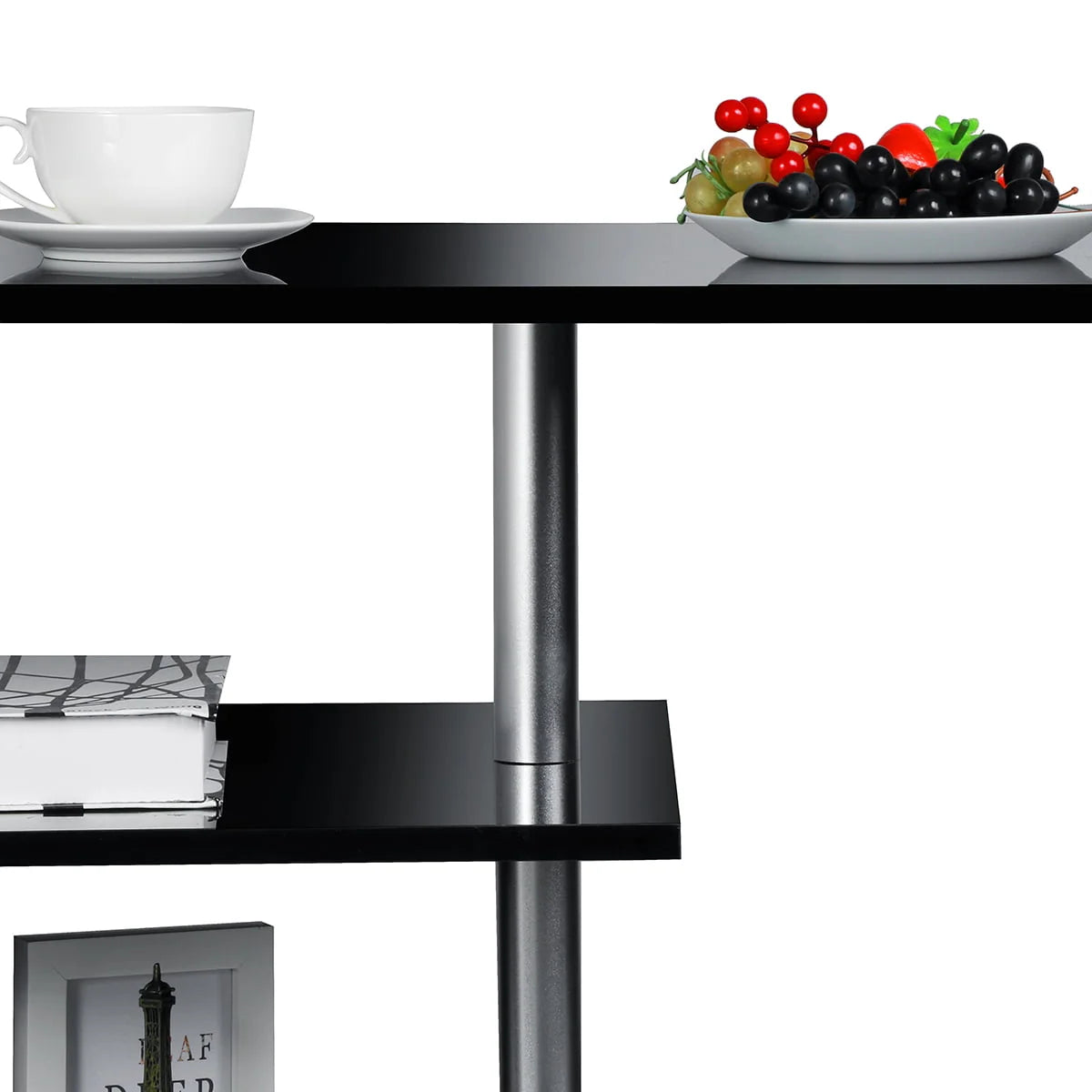 High Gloss Coffee Table with Open Shelf LED Lights White S Shaped Y2252