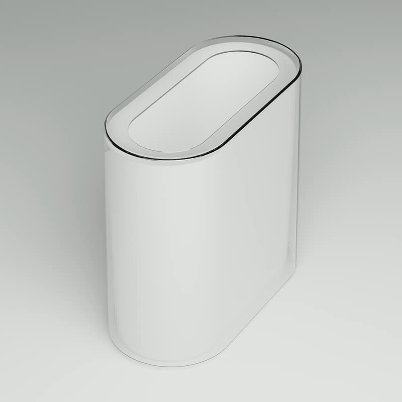 12 Liter White Plastic Trash Can with Press Top Lid F220727