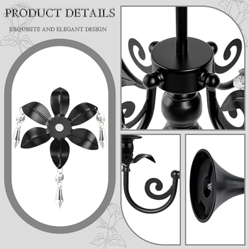 20'' Tall Crystal 5 Arm Candle Holders Set of 4 Black N492361