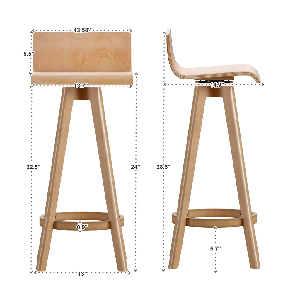 Set of 2 Natural Wood Swivel Counter Stool N965300
