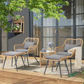 3 Piece Wicker Patio Bistro Set with Glass Top Table H85402
