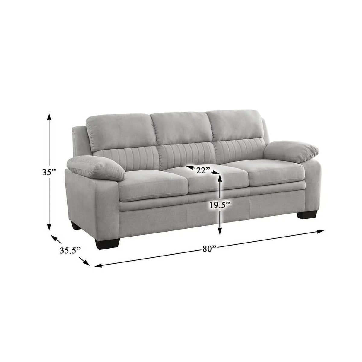 Light Gray Textured Fabric Sofa with Pillow-top Arms C46235