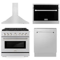 36 in. Gas Range, Range Hood, Microwave Oven, 3 Rack Dishwasher T886556