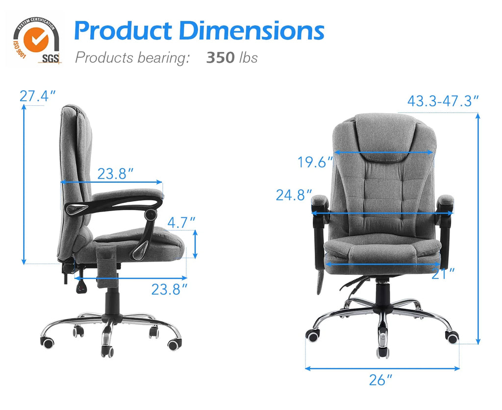 Grey Ergonomic Reclining Office Chair M4538