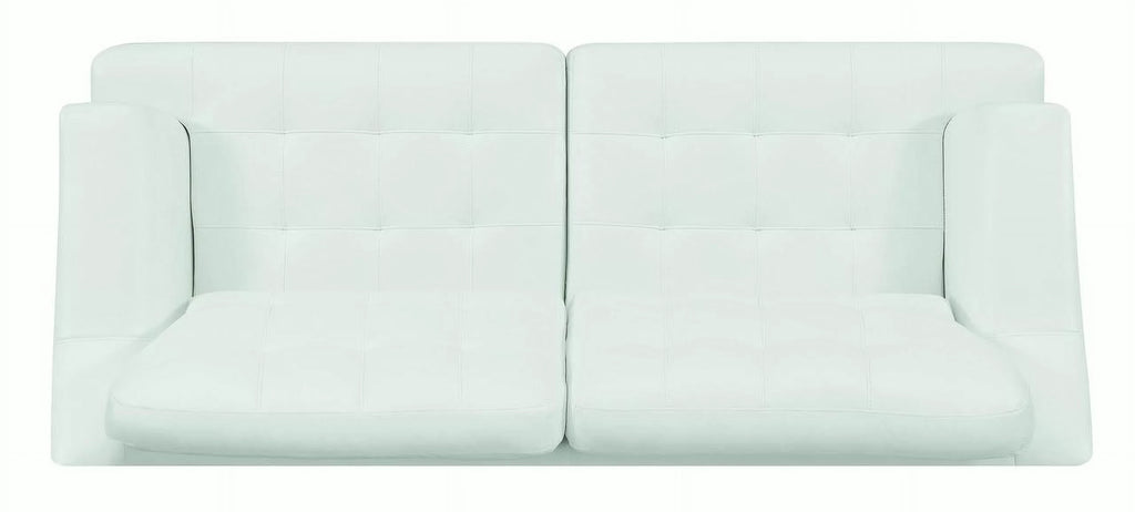 White and Black Faux Leather Upholstered Wooden Sofa Z31171