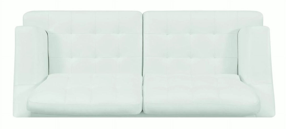 White and Black Faux Leather Upholstered Wooden Sofa Z31171
