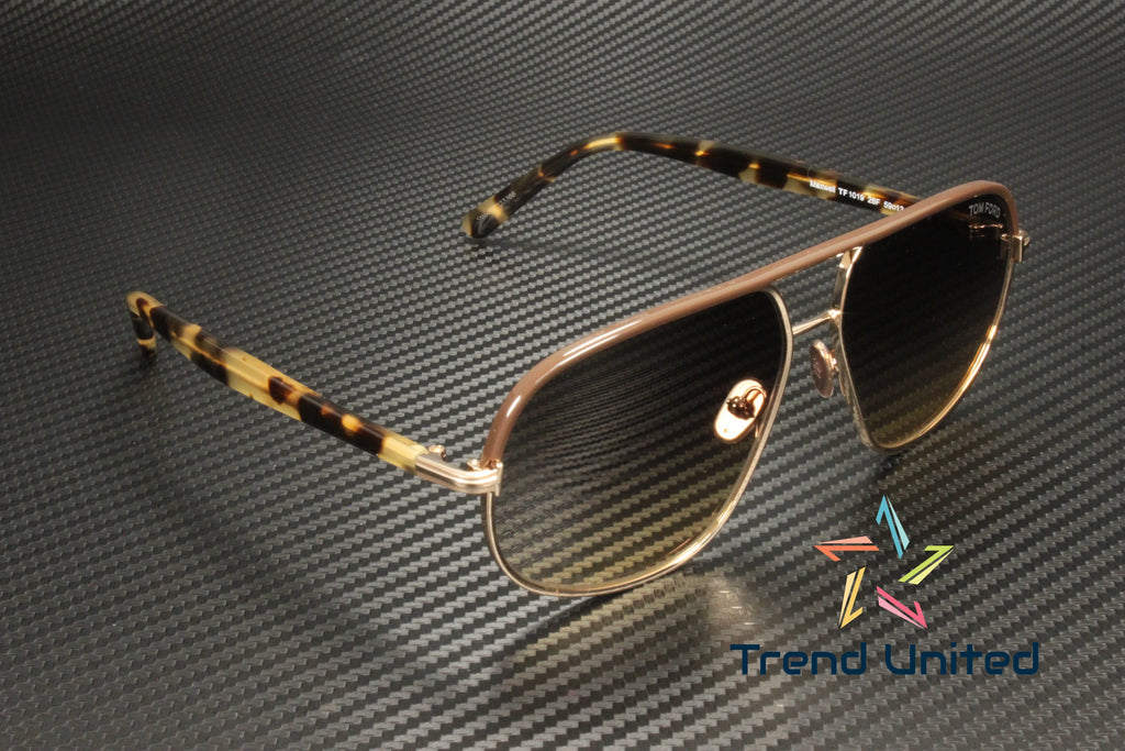 Metal Shiny Rose Gold Gradient Brown 59 mm Sunglasses A606