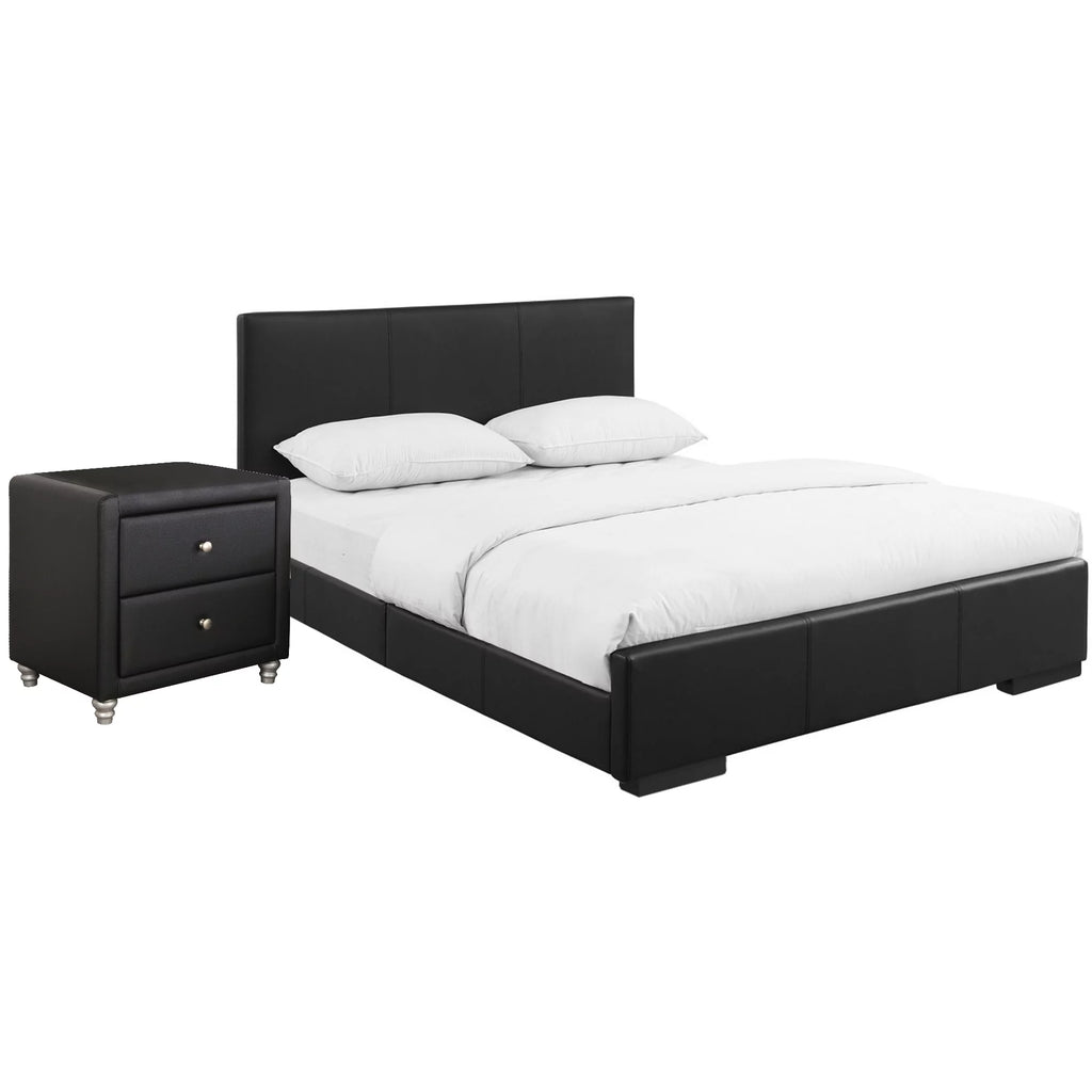 Black Upholstered Full Platform Bedroom Set O32389
