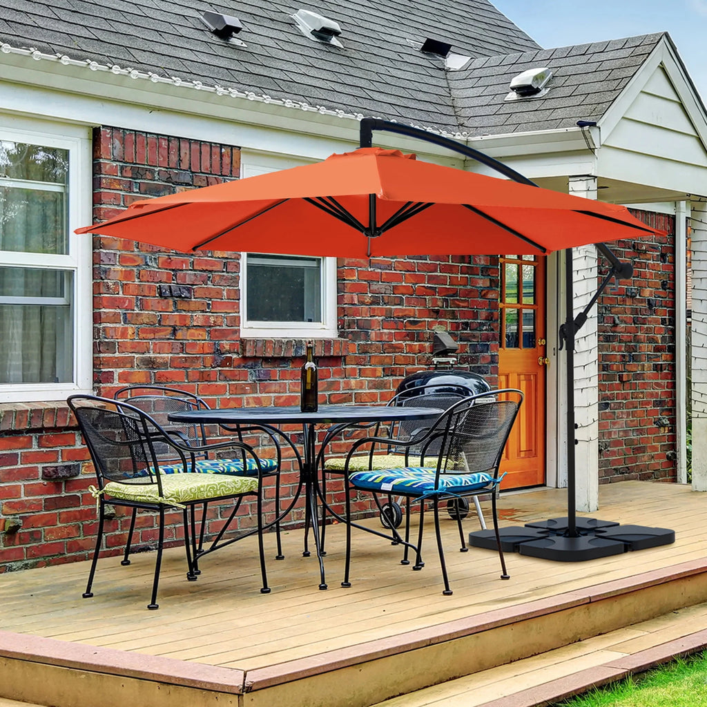 10ft Heavy Duty Offset Cantilever Patio Umbrella with 4-Piece Base, Beige O507