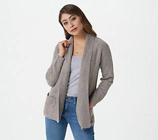 Gray Shawl Collar Cardigan U618
