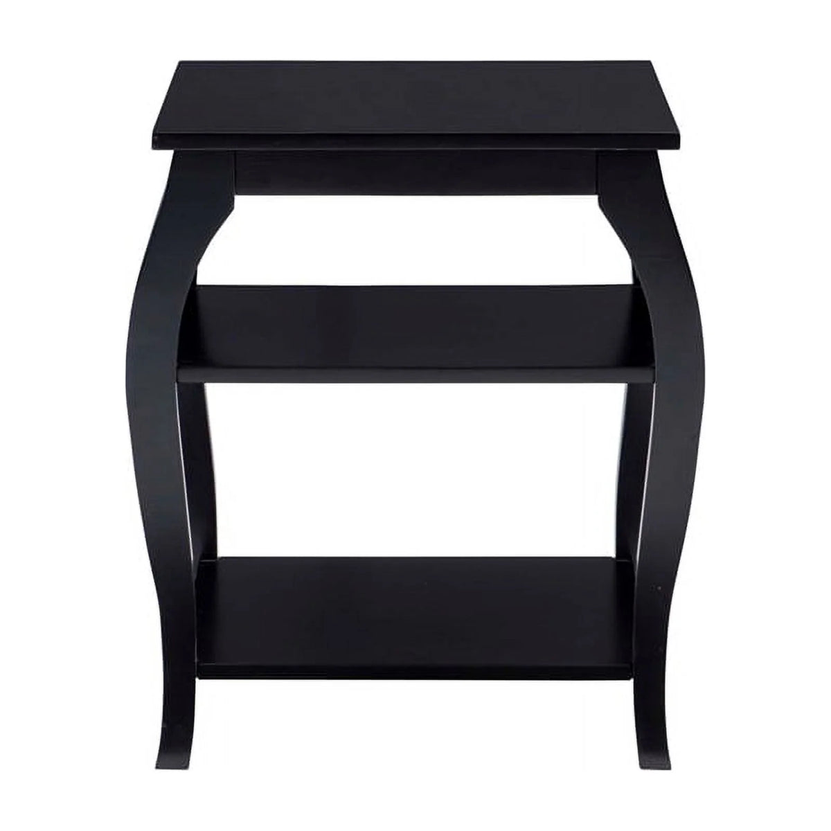 Black Wood Side Table with 2 Shelves S16119