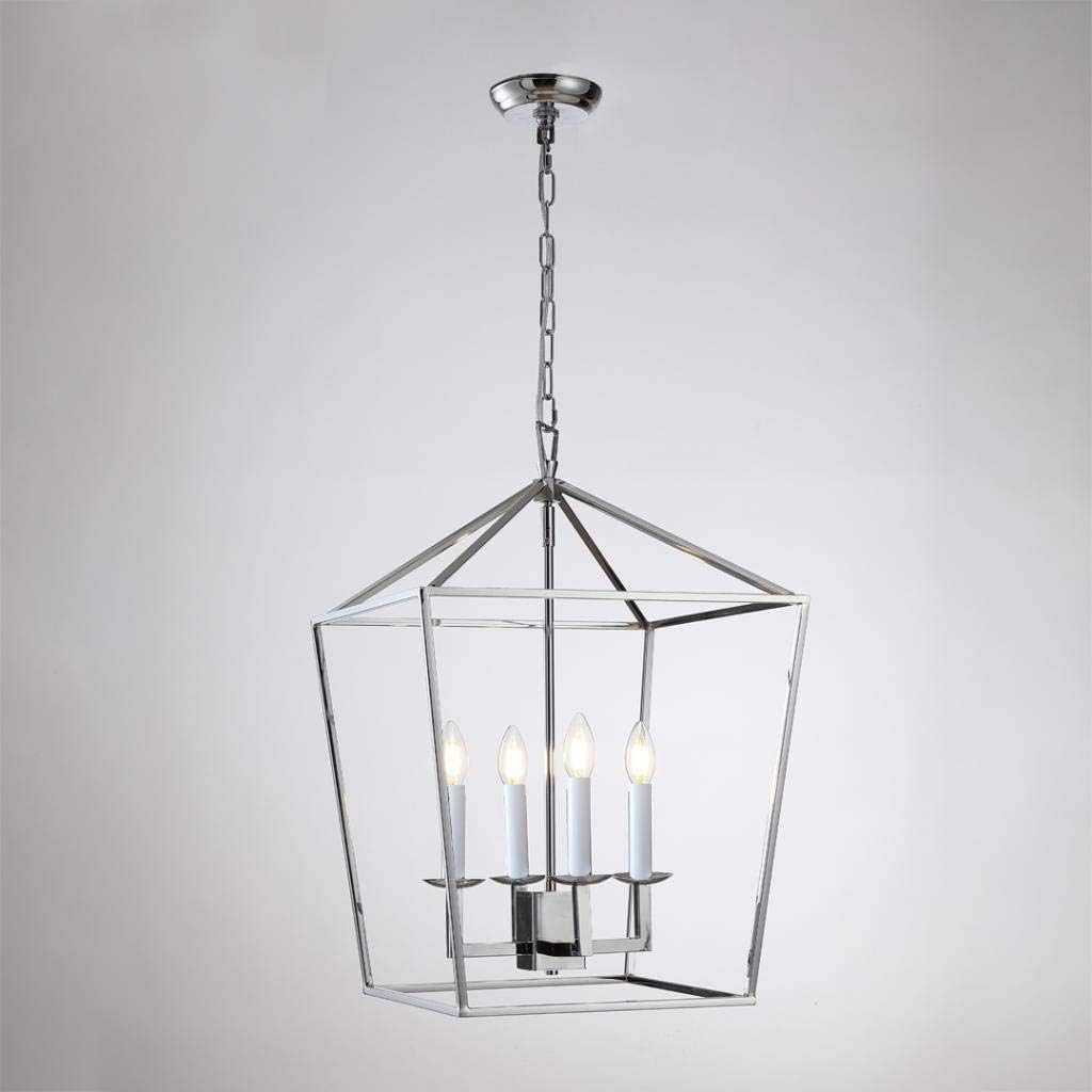 Large Steel Cage Lantern Candle-Style Chandelier T295