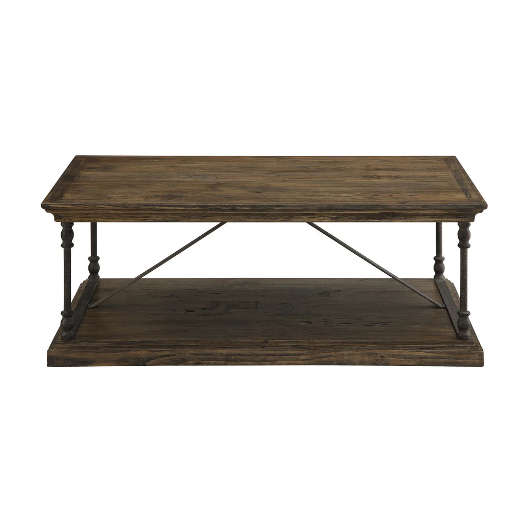 Medium Brown Cocktail Table with Slab Top and Base Q8792