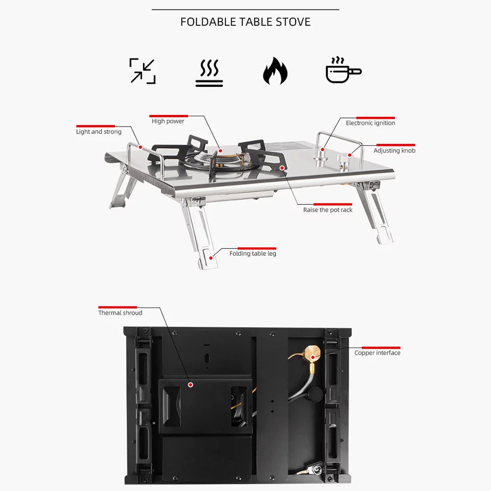 Outdoor Folding Camping Stove 4000W Portable Electronic Ignition X136