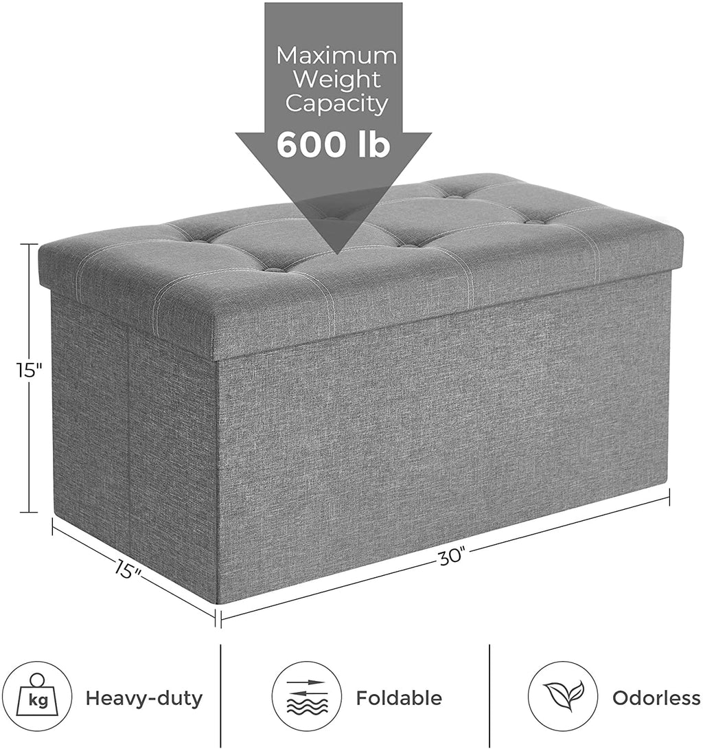 Light Gray Folding Storage Ottoman T91815