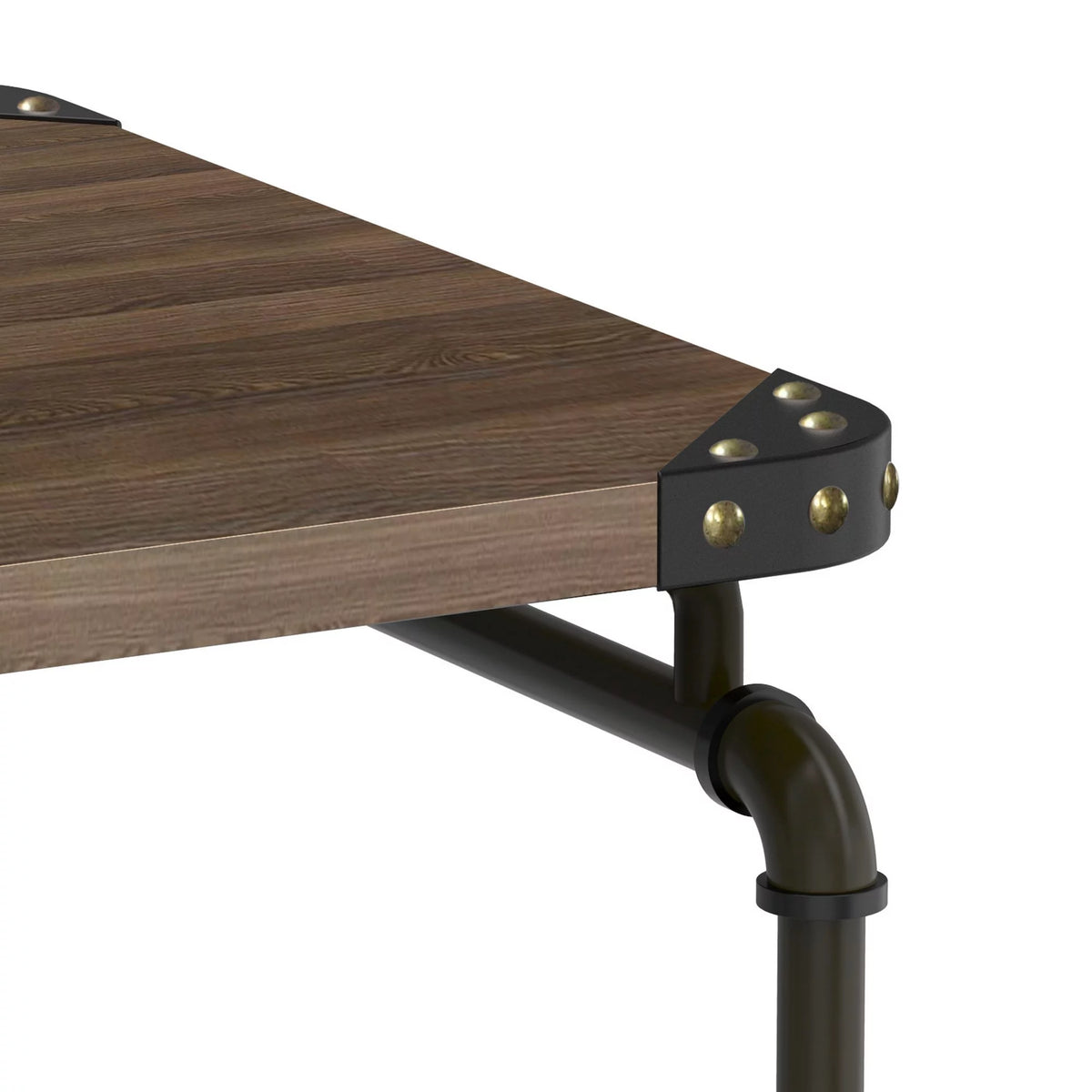Industrial Metal Writing Desk with Wooden Top G472388