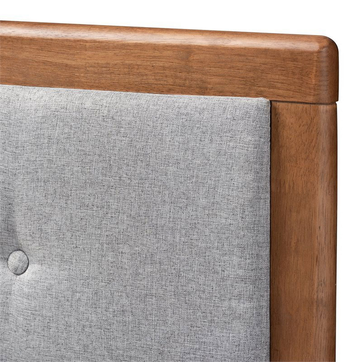 Mid-Century Wood and Fabric King Platform Bed C7339