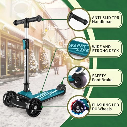 Kick Scooter for Kids 3-Wheel Folding with LED Light Wheels J2265