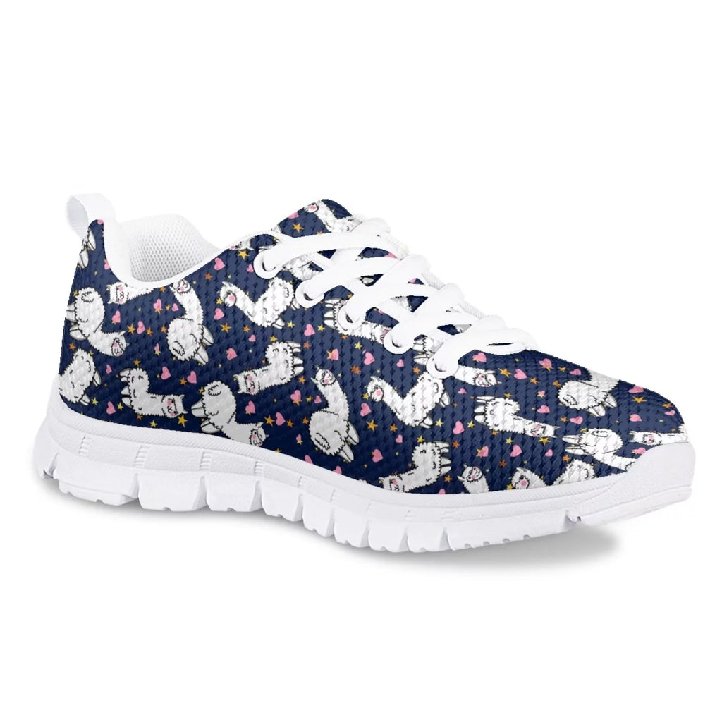 Sneakers for Girls Cartoon Alpaca Print Low Top Lace Up Size 1 F917297