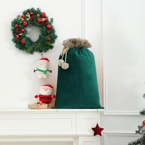 Reusable Drawstring Plush Christmas Gift Bag C838